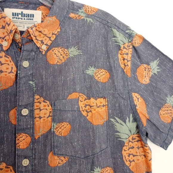 Urban Pipeline Cotton Tropical Pineapple Men's Shirt - Picture 4 of 7